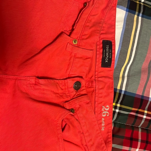 J.Crew Red Brushed Toothpick Jeans Sz 26 Ankle - Picture 1 of 3